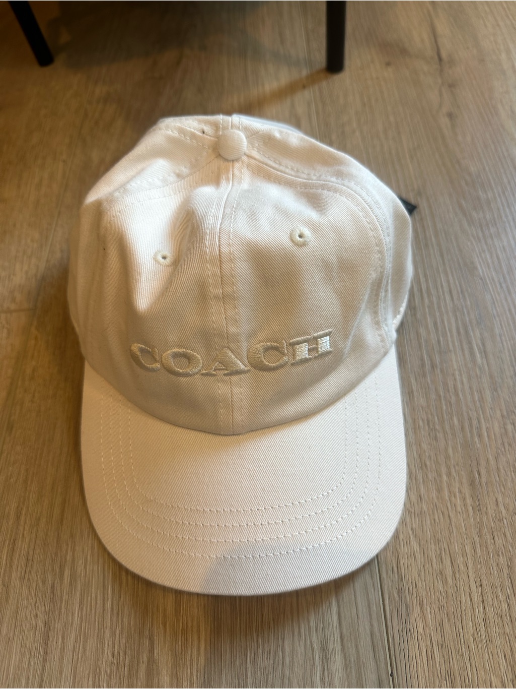 Coach Embroidered Logo White Baseball Cap